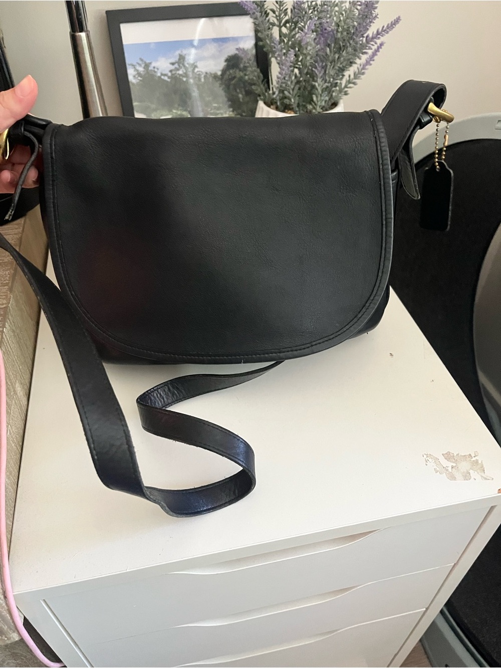 Classic Vintage COACH Black Leather Saddle Bag - Picture 4 of 4